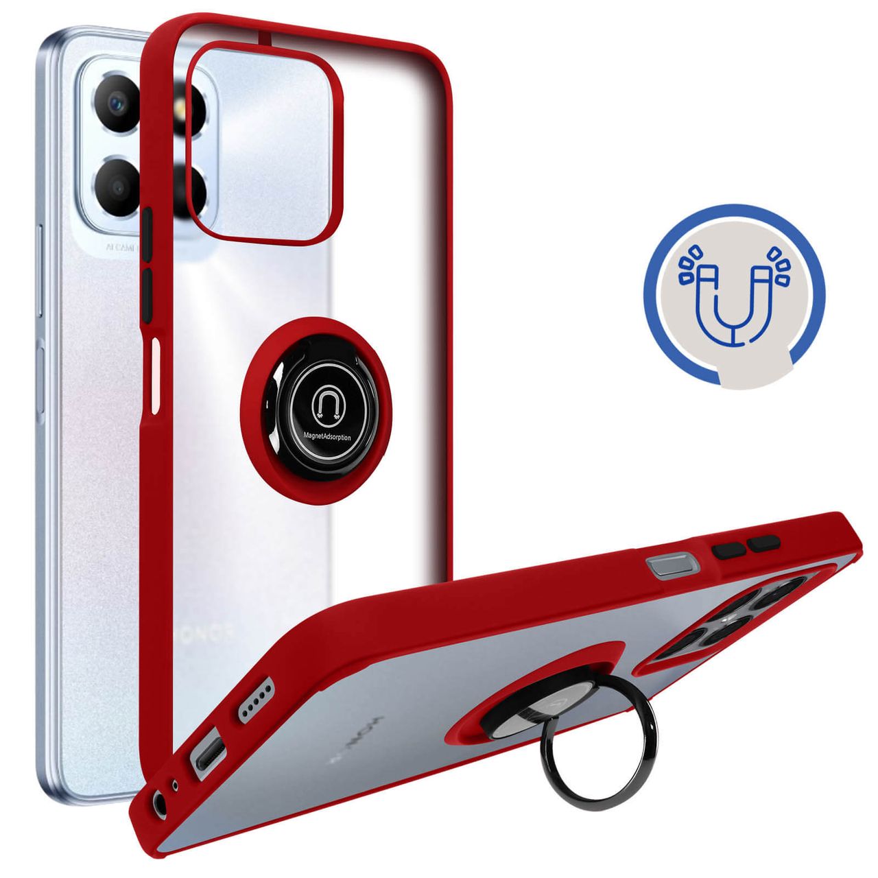 Coque bague magnétique rouge - Honor 70 Lite