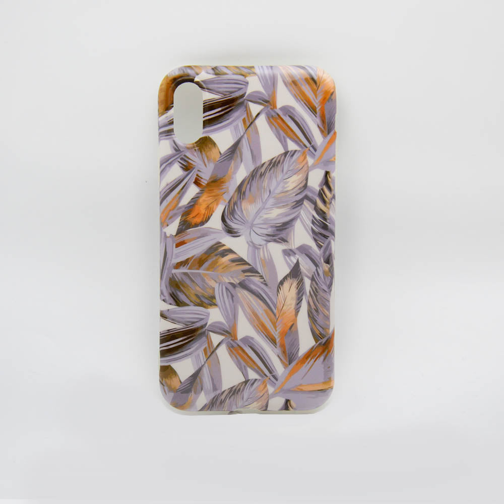 Coque motif feuilles mauve IPhone XR